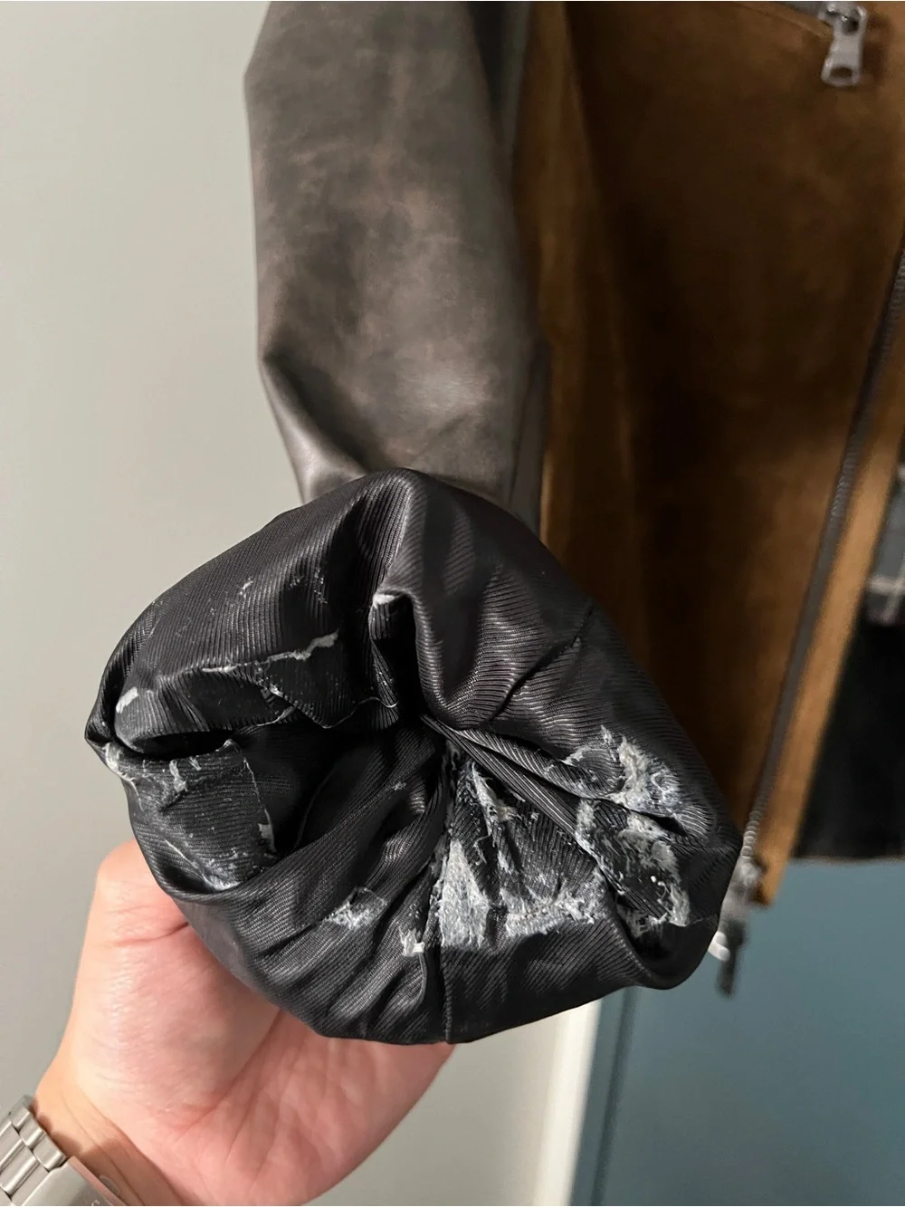 Banana Republic Brown Suede & Black Leather Sleeve Jacket